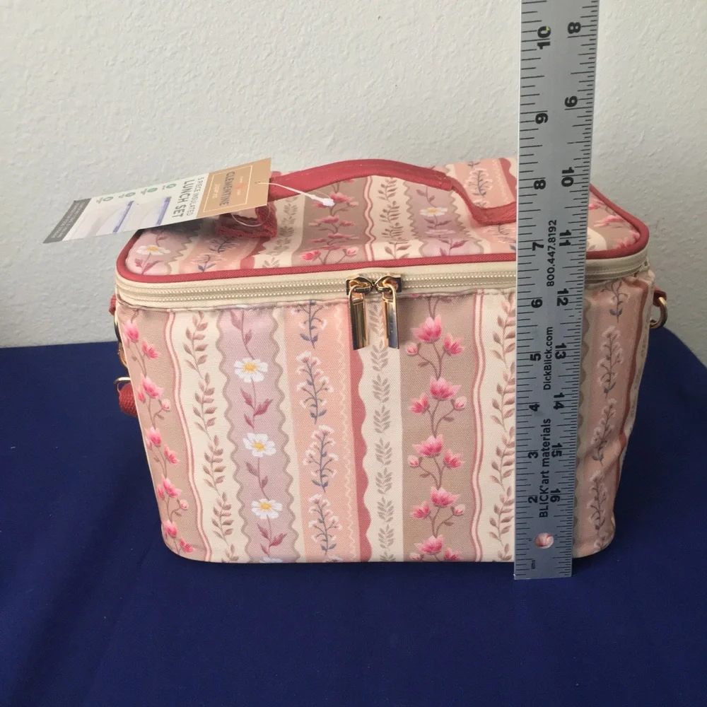 Vintage Flower and Vine Lunch Bag Set With Accessories